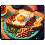 Breakfast Egg Beans Toast Plate Fleece Blanket (Medium) 60 x50  Blanket Front