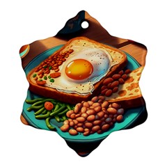 Breakfast Egg Beans Toast Plate Ornament (snowflake) by Ndabl3x