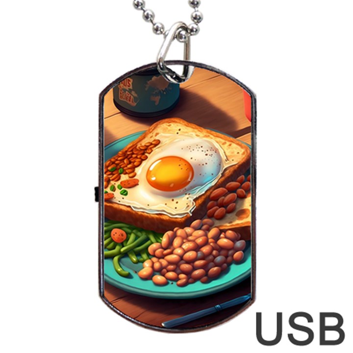 Breakfast Egg Beans Toast Plate Dog Tag USB Flash (Two Sides)