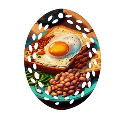 Breakfast Egg Beans Toast Plate Ornament (oval Filigree) by Ndabl3x