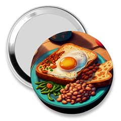 Breakfast Egg Beans Toast Plate 3  Handbag Mirrors by Ndabl3x