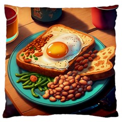 Breakfast Egg Beans Toast Plate Large Cushion Case (two Sides) by Ndabl3x