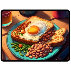 Breakfast Egg Beans Toast Plate Two Sides Fleece Blanket (large) by Ndabl3x