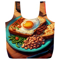 Breakfast Egg Beans Toast Plate Full Print Recycle Bag (xl) by Ndabl3x