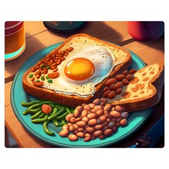 Breakfast Egg Beans Toast Plate Two Sides Premium Plush Fleece Blanket (medium) by Ndabl3x