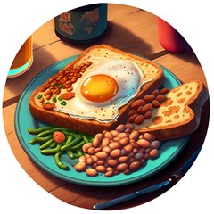 Breakfast Egg Beans Toast Plate Wooden Bottle Opener (round) by Ndabl3x