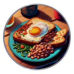 Breakfast Egg Beans Toast Plate Wireless Fast Charger(white) by Ndabl3x