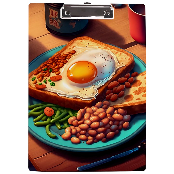 Breakfast Egg Beans Toast Plate A4 Acrylic Clipboard