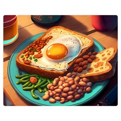 Breakfast Egg Beans Toast Plate Premium Plush Fleece Blanket (medium) by Ndabl3x