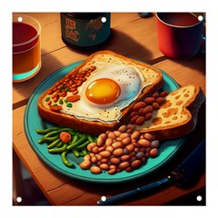 Breakfast Egg Beans Toast Plate Banner And Sign 3  X 3 