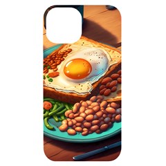 Breakfast Egg Beans Toast Plate Iphone 14 Black Uv Print Case by Ndabl3x