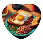 Breakfast Egg Beans Toast Plate Heart Glass Fridge Magnet (4 pack) Front