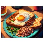 Breakfast Egg Beans Toast Plate Two Sides Premium Plush Fleece Blanket (Extra Small) 40 x30  Blanket Front