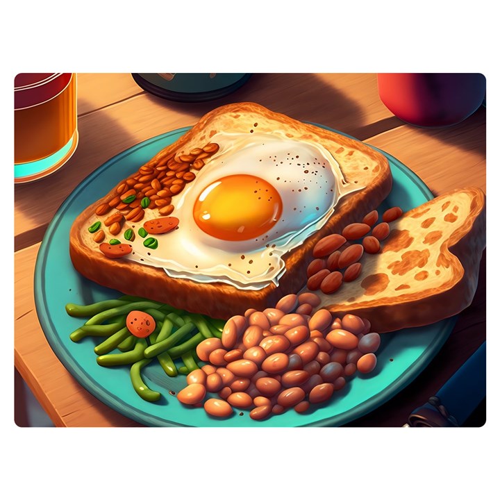 Breakfast Egg Beans Toast Plate Two Sides Premium Plush Fleece Blanket (Extra Small)