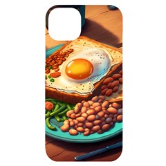 Breakfast Egg Beans Toast Plate Iphone 14 Plus Black Uv Print Case by Ndabl3x