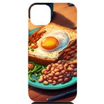 Breakfast Egg Beans Toast Plate iPhone 14 Plus Black UV Print Case Front