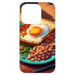 Breakfast Egg Beans Toast Plate Iphone 14 Pro Black Uv Print Case by Ndabl3x