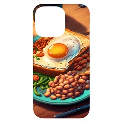 Breakfast Egg Beans Toast Plate Iphone 14 Pro Max Black Uv Print Case by Ndabl3x