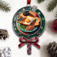 Breakfast Egg Beans Toast Plate Metal X mas Lollipop With Crystal Ornament by Ndabl3x