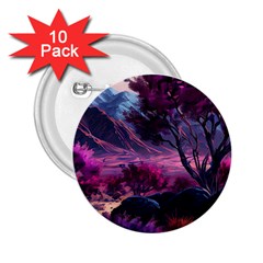 Landscape Painting Purple Tree 2 25  Buttons (10 Pack) 