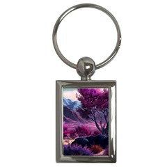 Landscape Painting Purple Tree Key Chain (rectangle) by Ndabl3x