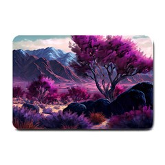 Landscape Painting Purple Tree Small Doormat by Ndabl3x