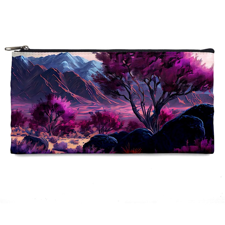 Landscape Painting Purple Tree Pencil Case