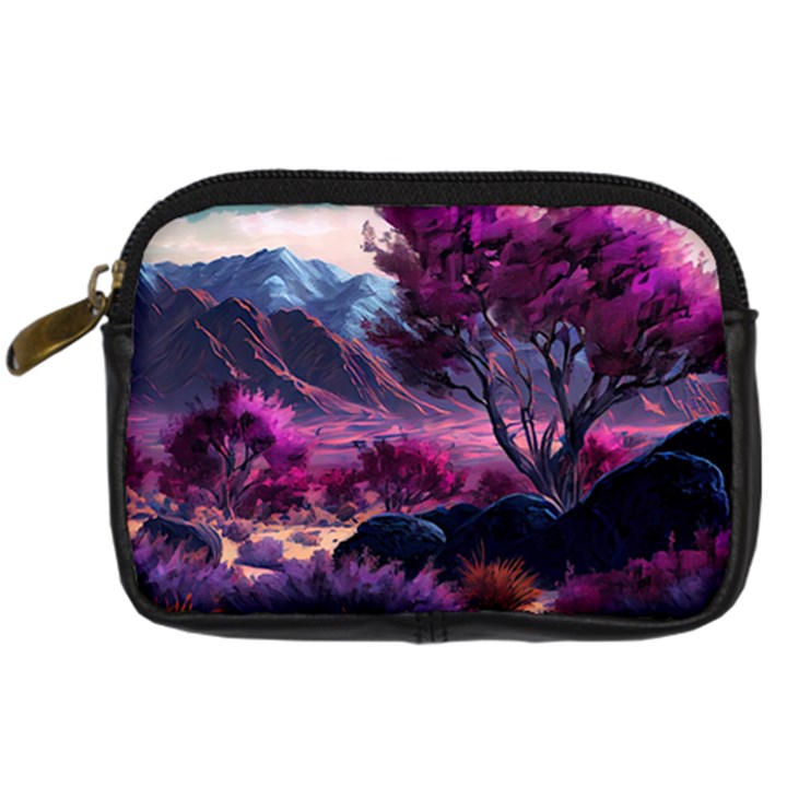 Landscape Painting Purple Tree Digital Camera Leather Case