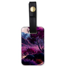 Landscape Painting Purple Tree Luggage Tag (one Side) by Ndabl3x