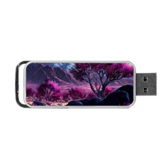 Landscape Painting Purple Tree Portable Usb Flash (one Side) by Ndabl3x