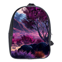 Landscape Painting Purple Tree School Bag (xl) by Ndabl3x