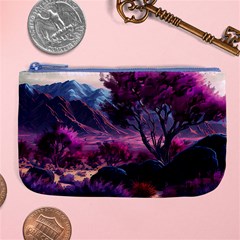 Landscape Painting Purple Tree Large Coin Purse by Ndabl3x