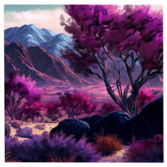 Landscape Painting Purple Tree Wooden Puzzle Square by Ndabl3x