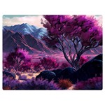 Landscape Painting Purple Tree Two Sides Premium Plush Fleece Blanket (Extra Small) 40 x30  Blanket Back