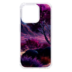 Landscape Painting Purple Tree Iphone 14 Pro Tpu Uv Print Case