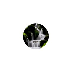 Waterfall Moss Korea Mountain Valley Green Forest 1  Mini Buttons by Ndabl3x