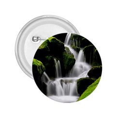 Waterfall Moss Korea Mountain Valley Green Forest 2 25  Buttons by Ndabl3x