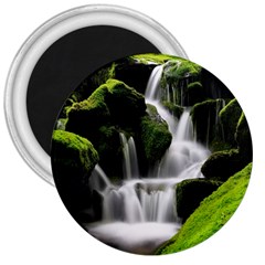 Waterfall Moss Korea Mountain Valley Green Forest 3  Magnets by Ndabl3x