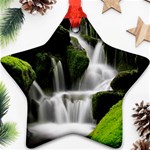 Waterfall Moss Korea Mountain Valley Green Forest Ornament (Star) Front