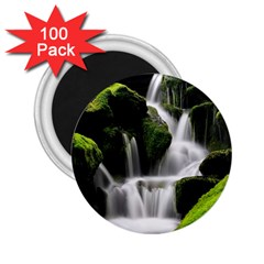 Waterfall Moss Korea Mountain Valley Green Forest 2 25  Magnets (100 Pack)  by Ndabl3x