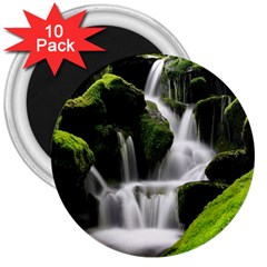 Waterfall Moss Korea Mountain Valley Green Forest 3  Magnets (10 Pack)  by Ndabl3x