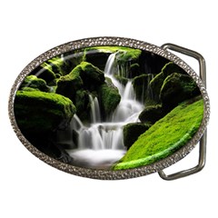 Waterfall Moss Korea Mountain Valley Green Forest Belt Buckles by Ndabl3x