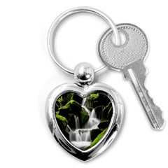 Waterfall Moss Korea Mountain Valley Green Forest Key Chain (heart) by Ndabl3x