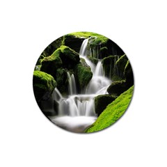 Waterfall Moss Korea Mountain Valley Green Forest Magnet 3  (round) by Ndabl3x