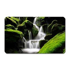 Waterfall Moss Korea Mountain Valley Green Forest Magnet (rectangular) by Ndabl3x