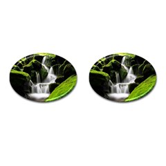 Waterfall Moss Korea Mountain Valley Green Forest Cufflinks (oval) by Ndabl3x