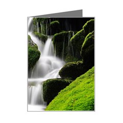 Waterfall Moss Korea Mountain Valley Green Forest Mini Greeting Card by Ndabl3x