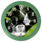 Waterfall Moss Korea Mountain Valley Green Forest Color Wall Clock Front