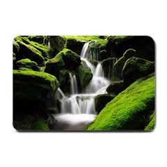 Waterfall Moss Korea Mountain Valley Green Forest Small Doormat by Ndabl3x