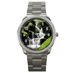 Waterfall Moss Korea Mountain Valley Green Forest Sport Metal Watch by Ndabl3x